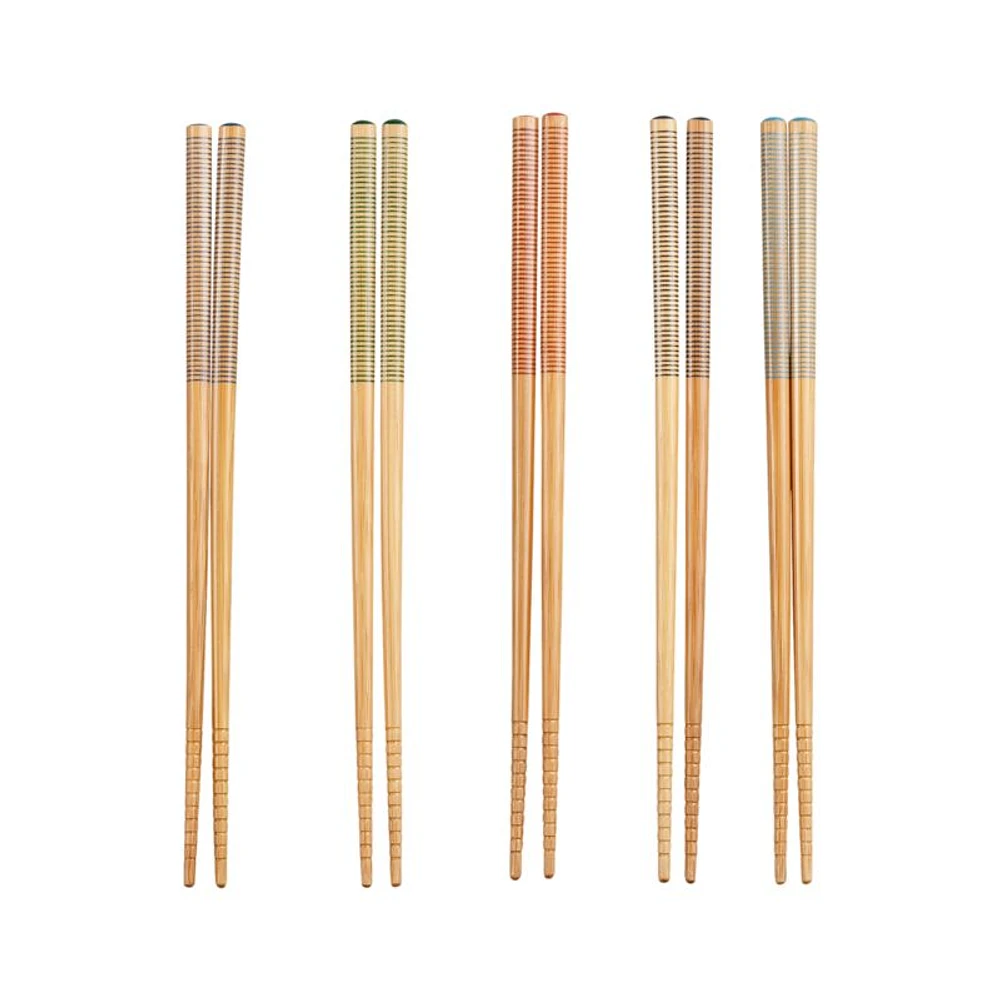 Striped Bamboo Chopstick, Set of 5 Pairs