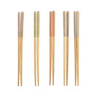 Striped Bamboo Chopstick, Set of 5 Pairs