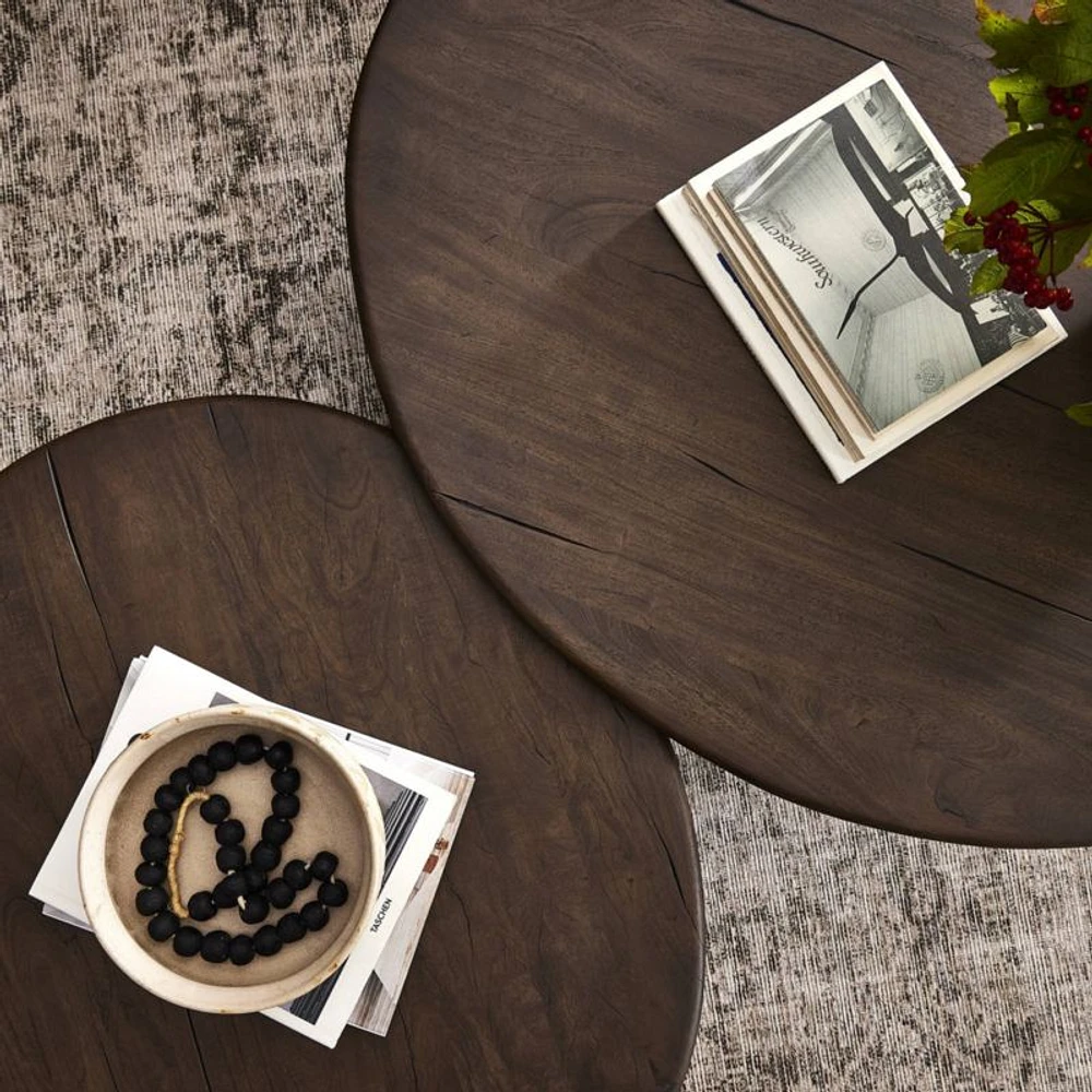 Stuart Aged Belgium Bleach Wood Nesting Round Coffee Tables