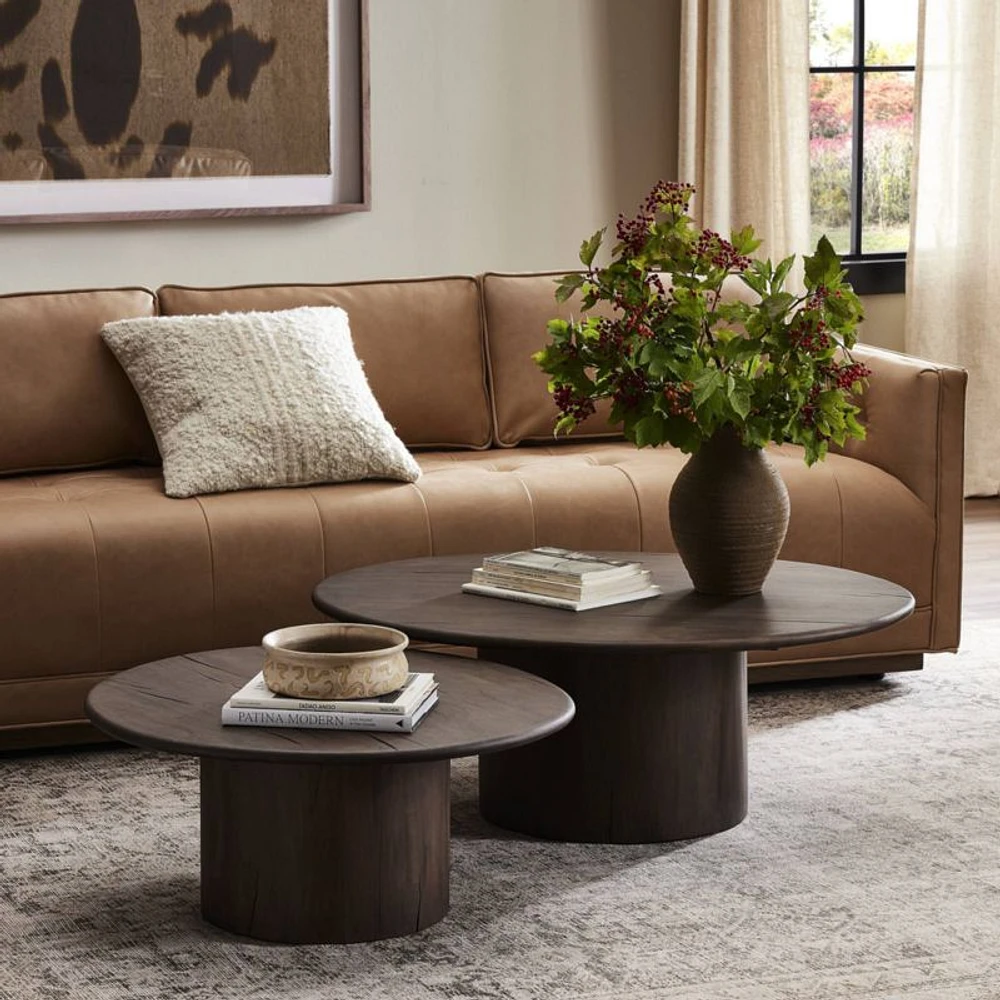 Stuart Aged Belgium Bleach Wood Nesting Round Coffee Tables