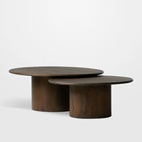 Stuart Aged Belgium Bleach Wood Nesting Round Coffee Tables