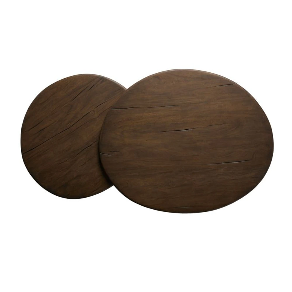 Stuart Aged Belgium Bleach Wood Nesting Round Coffee Tables