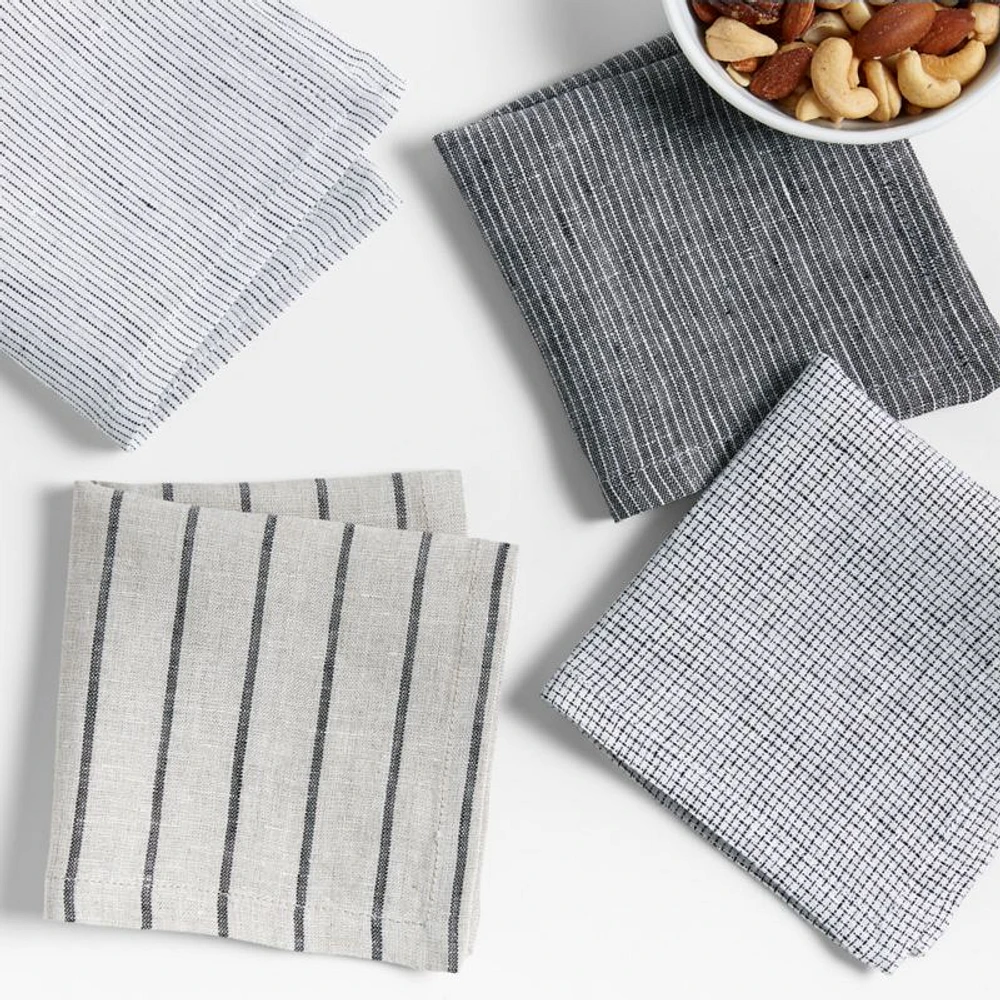 Suits Navy Linen Cocktail Napkins, Set of 4