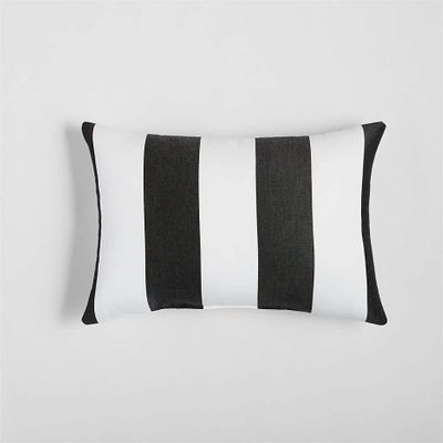 Sunbrella ® 20"x13" Black Cabana Stripe Outdoor Pillow