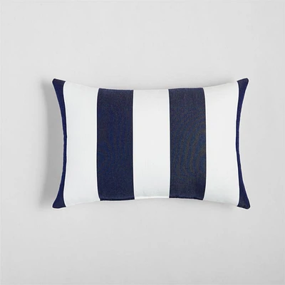 Sunbrella ® Cabana Stripe Navy Outdoor Lumbar Pillow