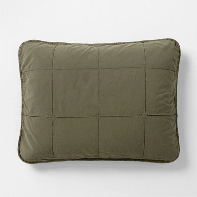 Sunwashed Organic Cotton Burnt Green Twin/Twin XL Box Quilt