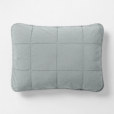 Sunwashed Organic Cotton Smoke Blue Twin/Twin XL Box Quilt