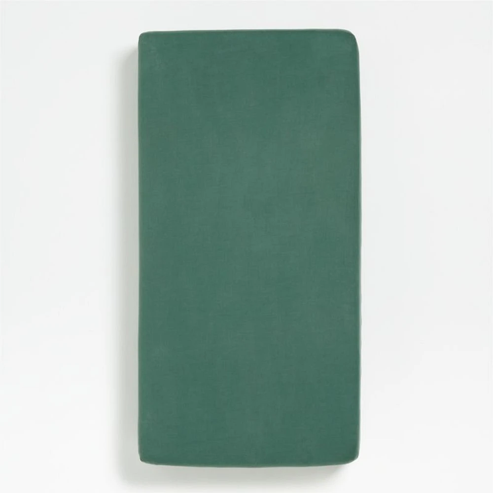 Supersoft Pine Green Organic Cotton Gauze Baby Crib Fitted Sheet