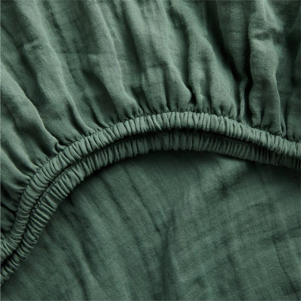 Supersoft Pine Green Organic Cotton Gauze Baby Crib Fitted Sheet