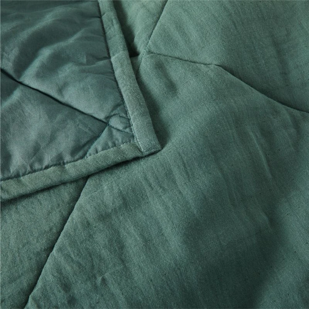 Supersoft Pine Green Cotton Gauze Kids Twin Quilt