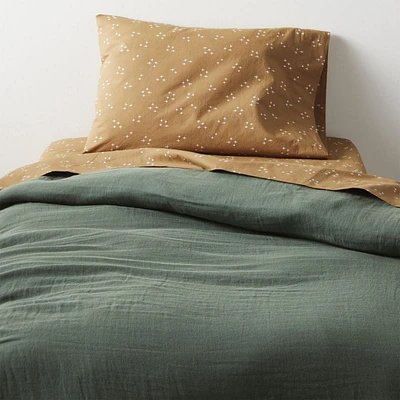 Supersoft Pine Green Organic Cotton Gauze Toddler Duvet Cover