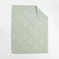 Supersoft Muted Teal Leaf Print Cotton Gauze Kids Twin Quilt