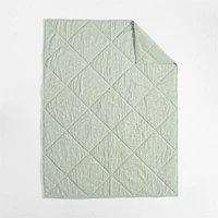 Supersoft Muted Teal Leaf Print Cotton Gauze Kids Twin Quilt