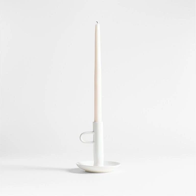 Sutton White Ceramic Taper Candle Holder