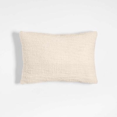 Sylvain 22"x15" Ivory Textured Wool Throw Pillow Cover