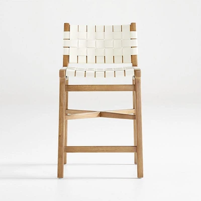 Taj White Leather Strap Counter Stool