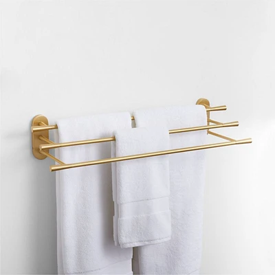 Tapered Brushed Brass Wall-Mounted Bathroom Towel Rack