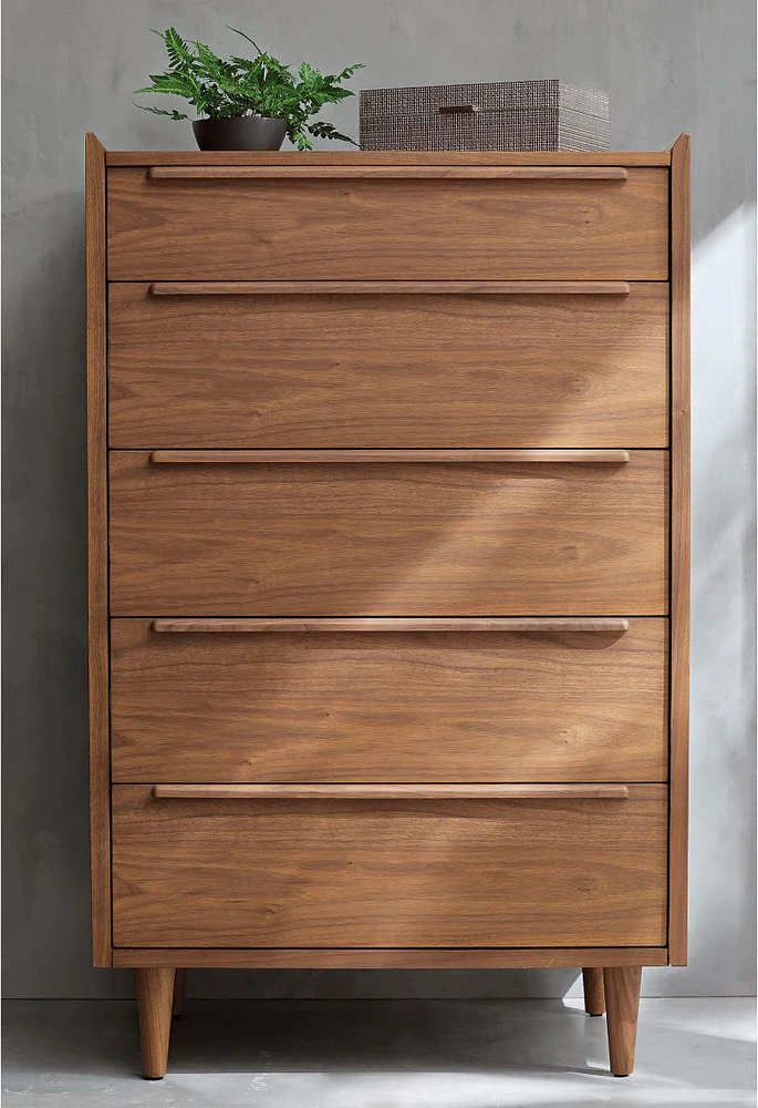 Tate Walnut 5-Drawer Chest