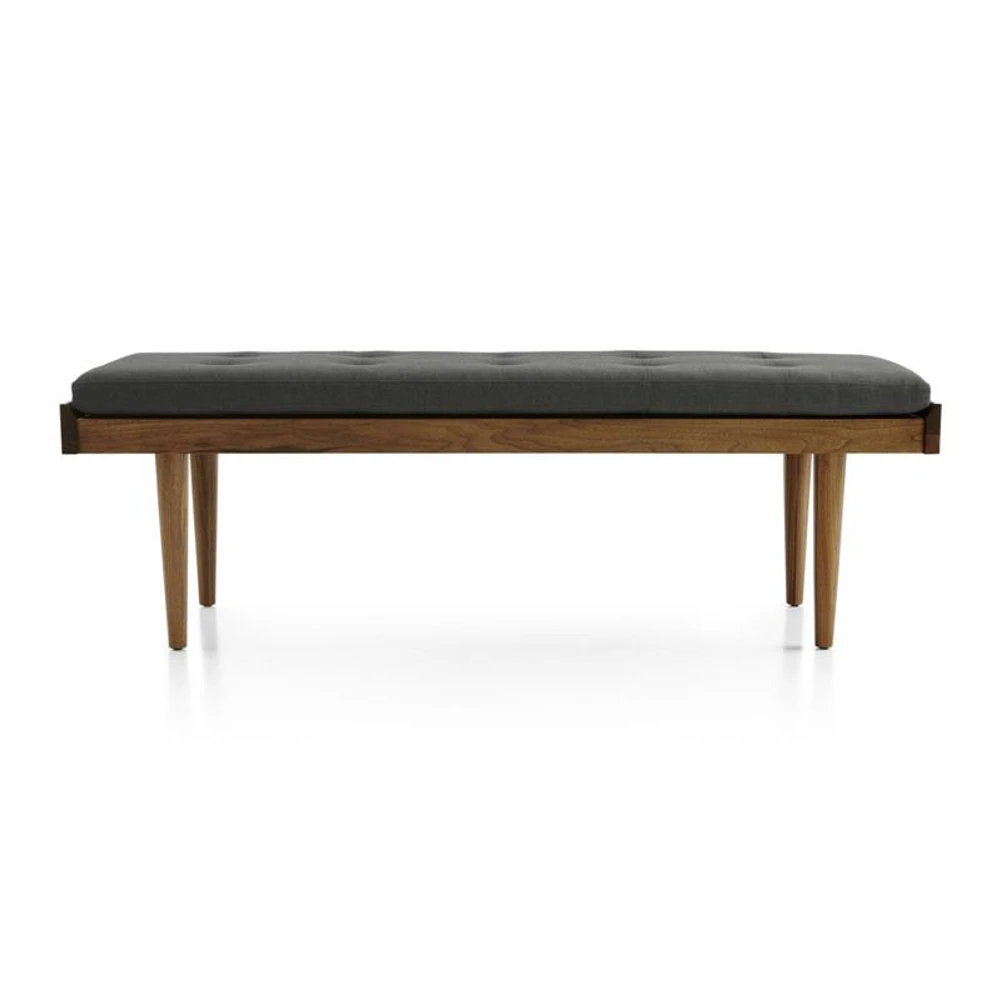 Tate Walnut Slatted Bench with Charcoal Cushion