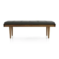 Tate Walnut Slatted Bench with Charcoal Cushion