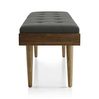 Tate Walnut Slatted Bench with Charcoal Cushion