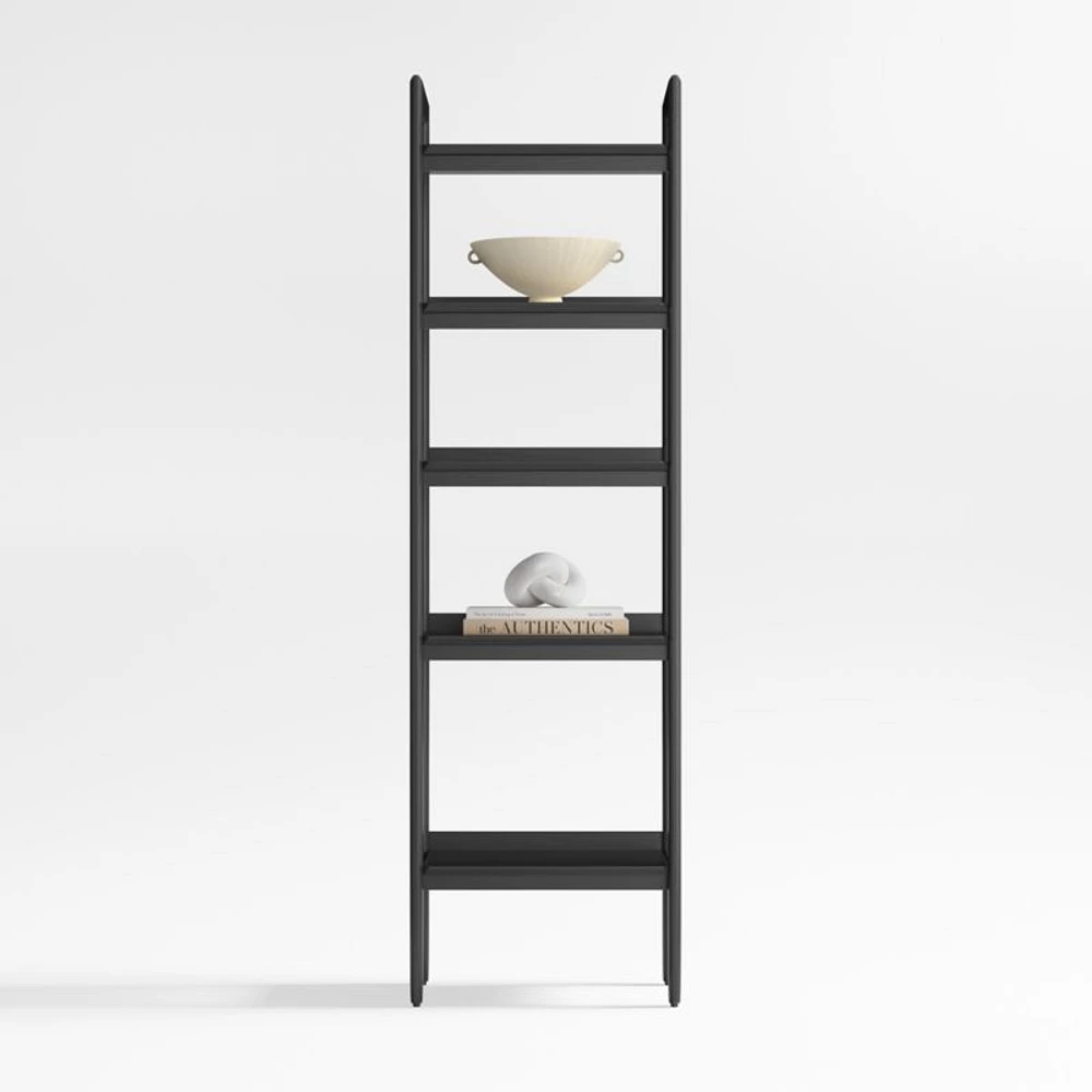 Tate 22" Black Wood 5-Shelf Narrow Bookcase