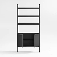 Tate Black Wood 3-Shelf Storage Bookcase Cabinet