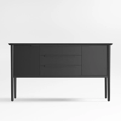 Tate 62" Black Wood Midcentury Credenza