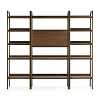 Tate 80" Walnut Bookcase Bar Cabinet with 2 Bookcases
