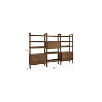 Tate 108" Walnut Bookcase Bar Cabinet with 2 Bookcase Cabinets