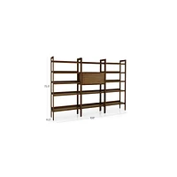 Tate 108" Walnut Bookcase Bar Cabinet with 2 Wide Bookcases
