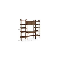 Tate Walnut Bookcase Desk with Outlet with 2 Bookcases