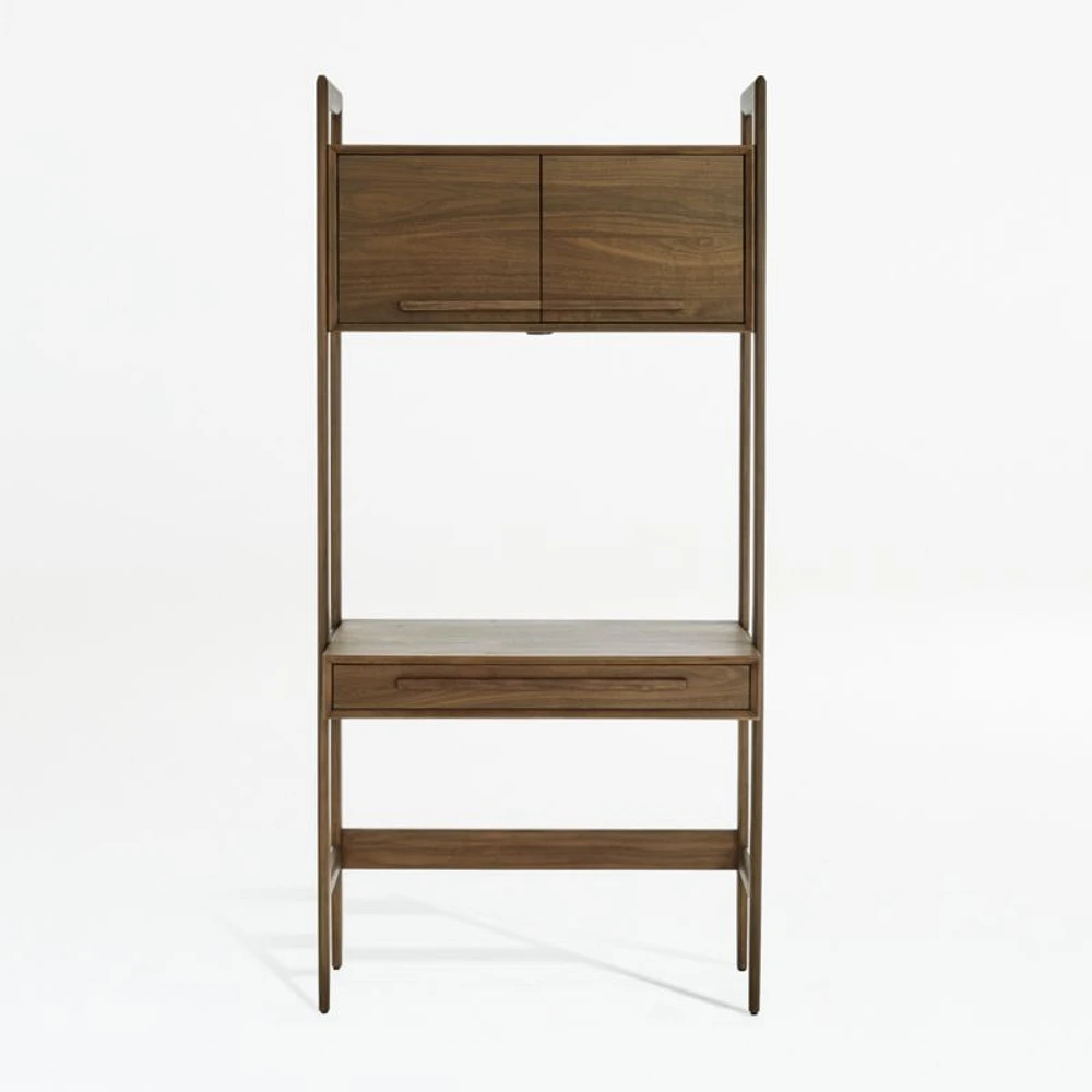 Tate Walnut Bookcase Desk with Outlet