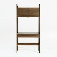 Tate Walnut Bookcase Desk with Outlet