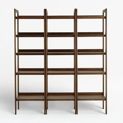 Tate Walnut Bookcases, Set of 3
