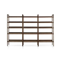 Tate Walnut Wide Bookcases, Set of 3