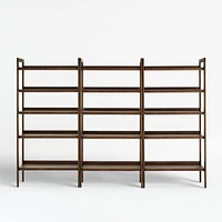 Tate Walnut Wide Bookcases, Set of 3