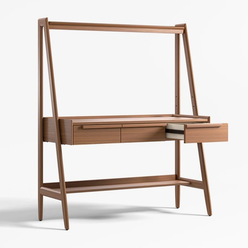 Tate 50" Walnut Wood Standing Desk with Drawers
