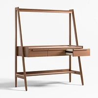 Tate 50" Walnut Wood Standing Desk with Drawers