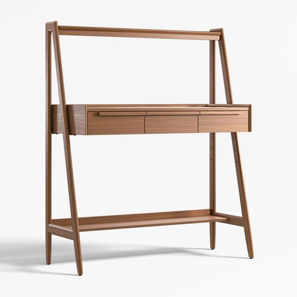 Tate 50" Walnut Wood Standing Desk with Drawers