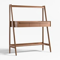 Tate 50" Walnut Wood Standing Desk with Drawers