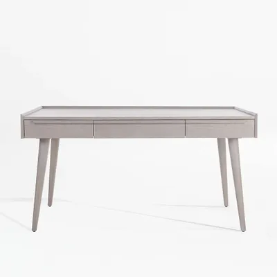 Tate 60" Stone Grey Wood Desk with Outlet