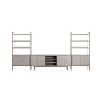 Tate Stone 80" Storage Media Console with 2 Bookcase Cabinets