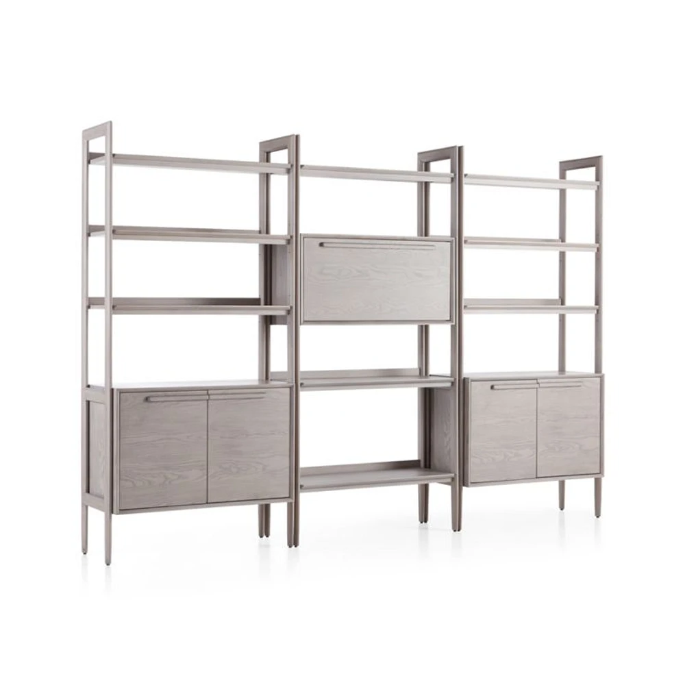 Tate Stone Bookcase Bar with 2 Bookcase Cabinets