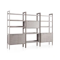 Tate Stone Bookcase Bar with 2 Bookcase Cabinets