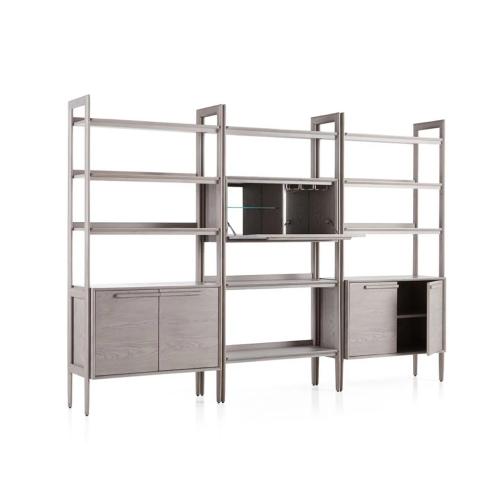 Tate Stone Bookcase Bar with 2 Bookcase Cabinets