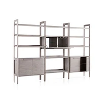 Tate Stone Bookcase Bar with 2 Bookcase Cabinets