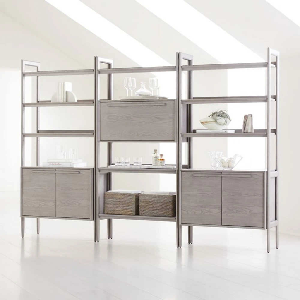 Tate Stone Bookcase Bar with 2 Bookcase Cabinets