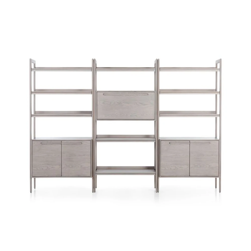 Tate Stone Bookcase Bar with 2 Bookcase Cabinets