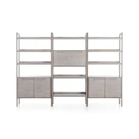 Tate Stone Bookcase Bar with 2 Bookcase Cabinets